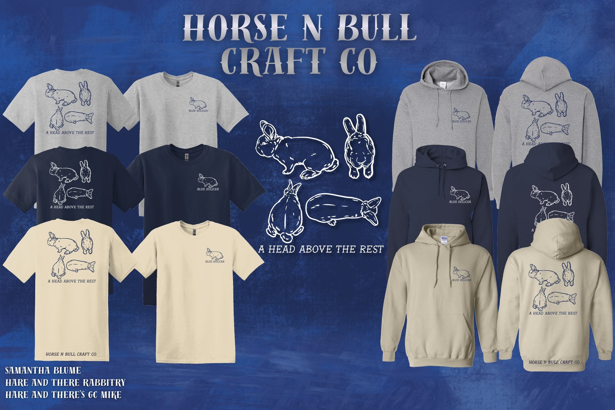 Blue Holicer Rabbit Breed Tee-Hoodie